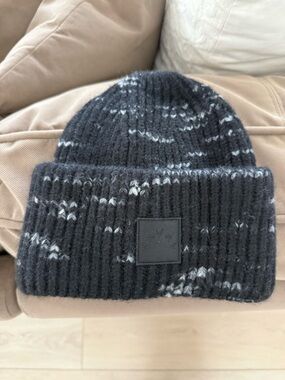 Varley Black and White Marled Knit Beanie